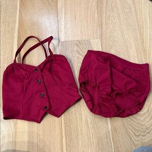 Kelle dance costume maroon Button-Up Top and Bottom Set